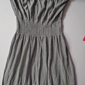 Elegant Black and White Striped Dress